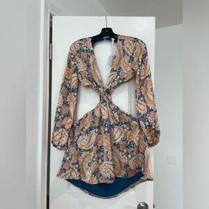 MORE TO COME blue paisley mini dress, never worn